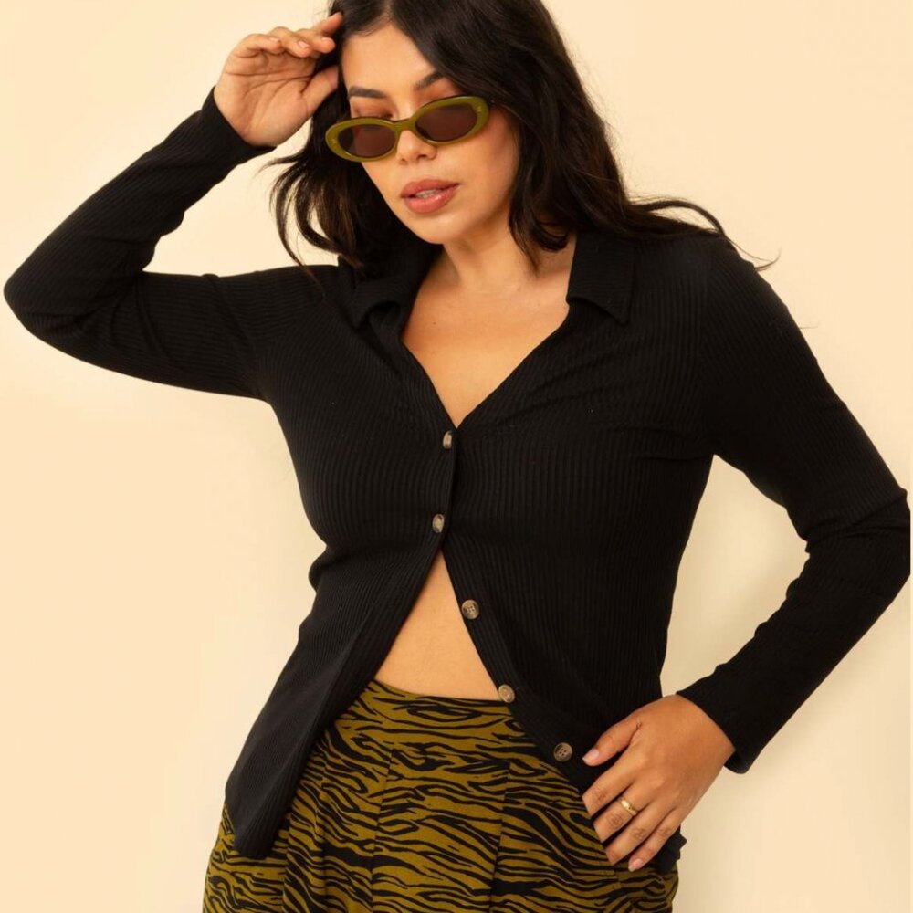 Whimsy and Row Presly Long Sleeve Black top in size M